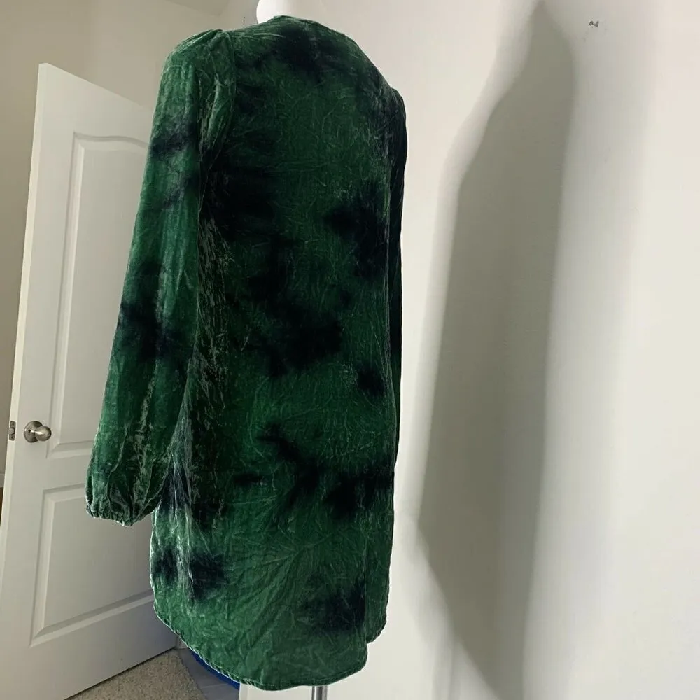 BLU MOON Green Velvet dress XSMALL long Bell Sleeves NWT - Image 11