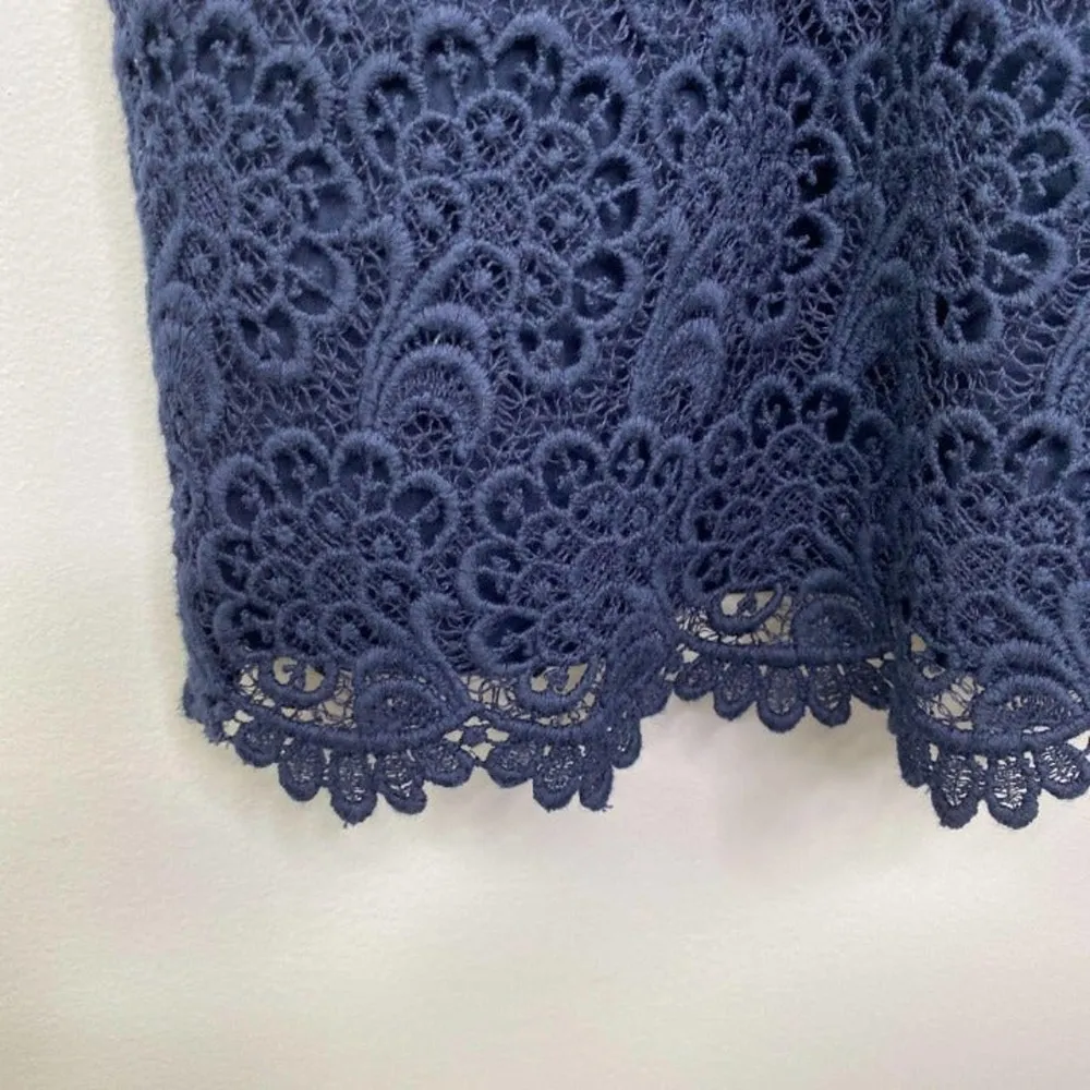 Club Monaco Navy Blue Lace Embroidered Short Sleeve Mini Dress Women’s Size 2 - Image 2