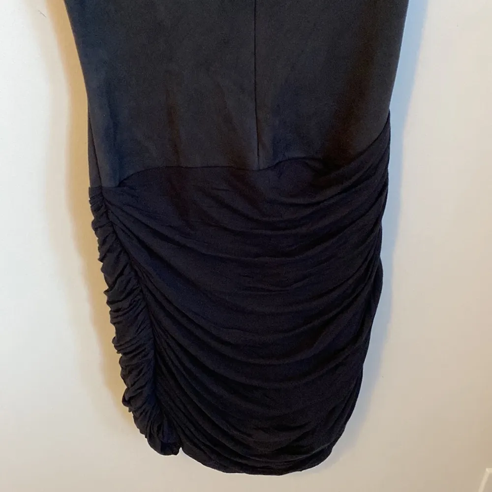 Bailey44 Black Faux Suede Ruched Sleeveless Dress - Image 7