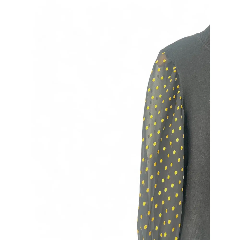 CeeCee Boutique | XS | Pullover Sweater Mock Neck Sheer Gold Dot Sleeve Women's Black - Image 3