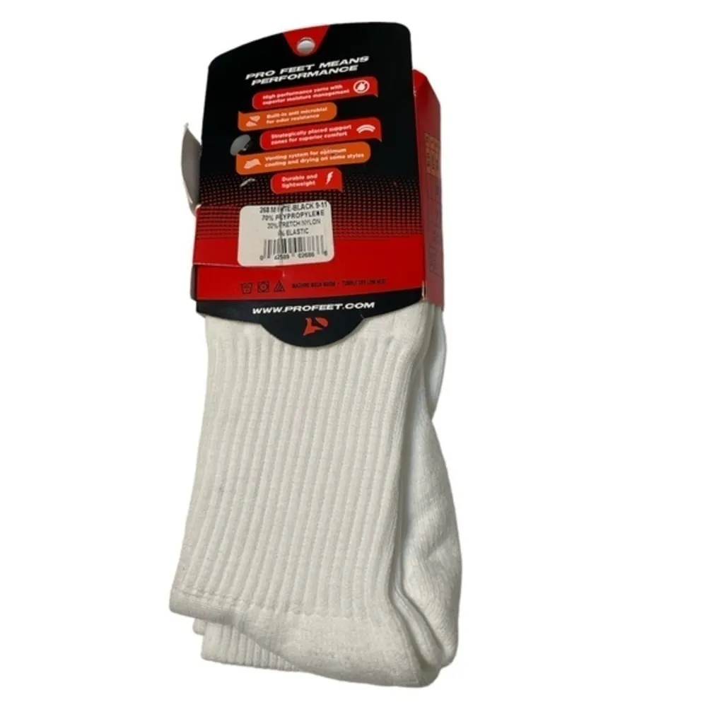 Pro feet socks women white black performance lightweight socks NWT Sz medium - Image 7
