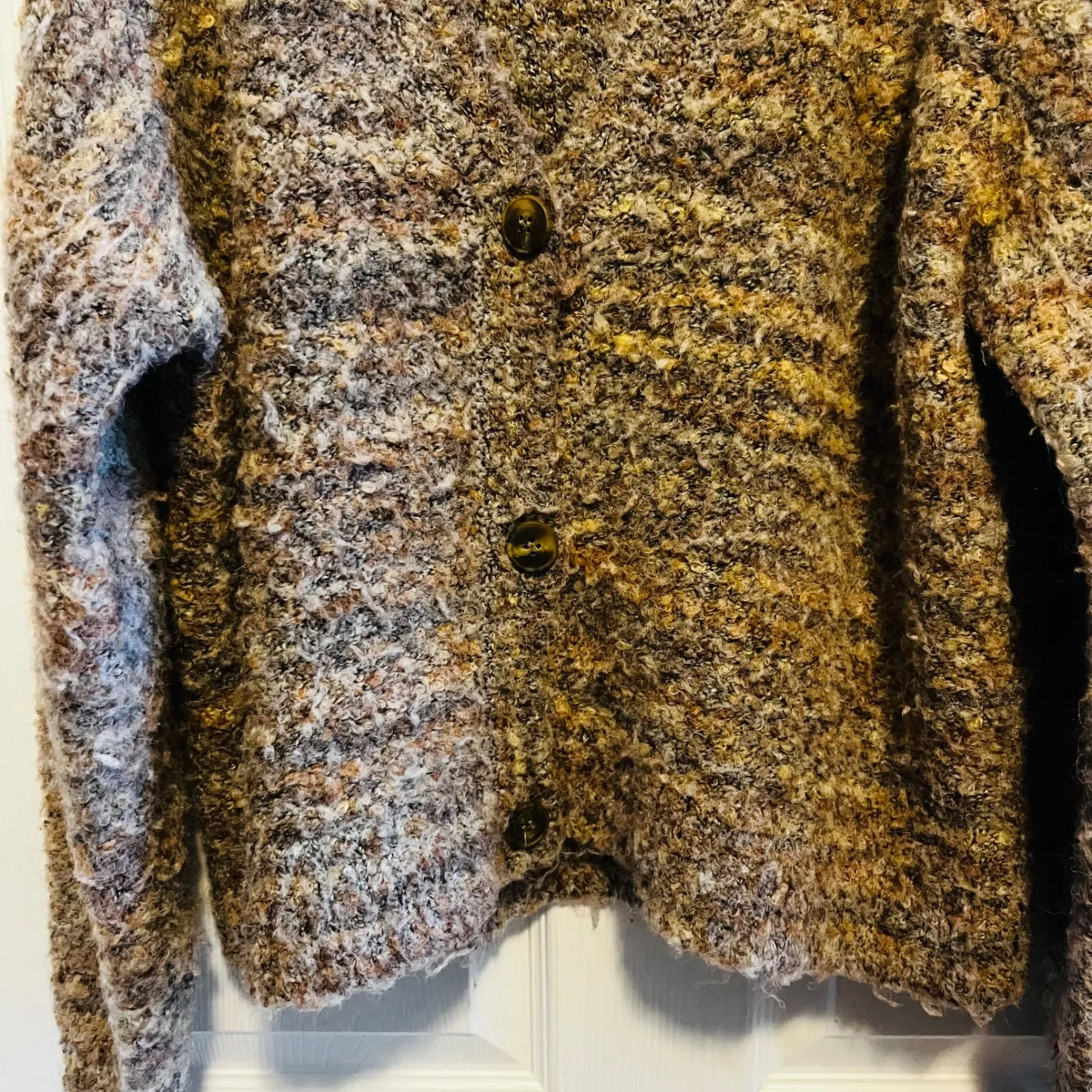 Cynthia Rowley Textured Knit Button Front Cardigan Multicolored M Neutral - Image 5