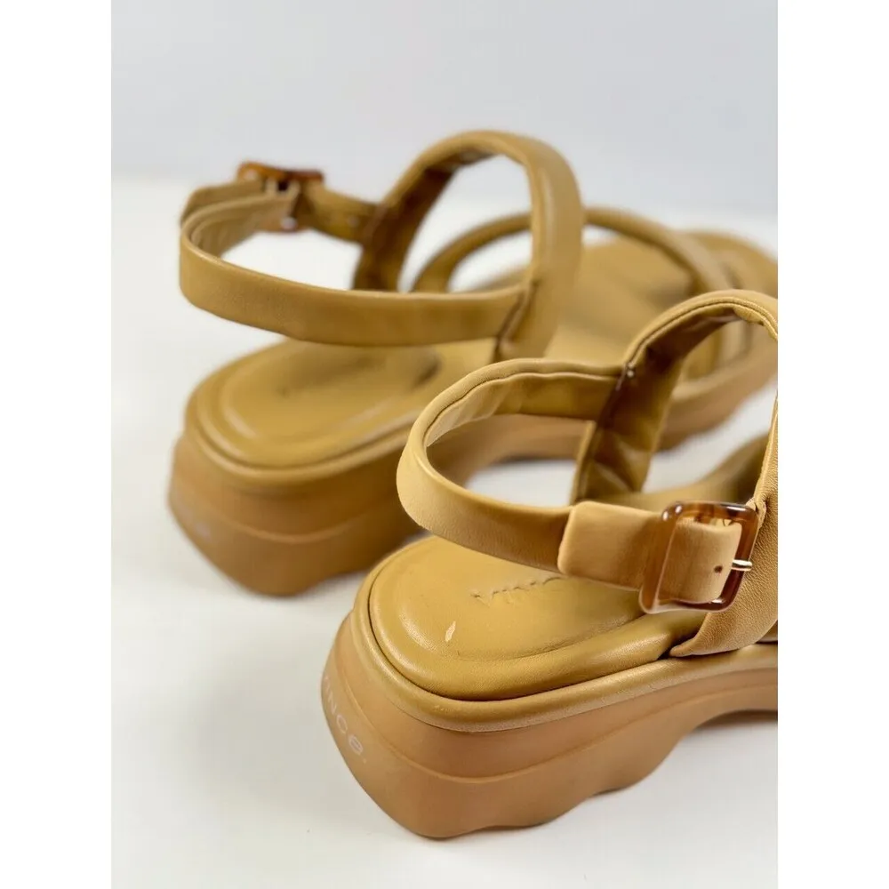 Vince Sandals Beige Santa Cruz Leather Slingback Strappy Platform Chunky US 9.5M - Image 7