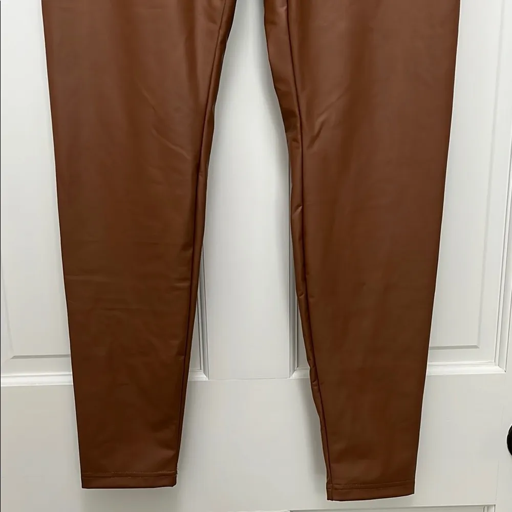 NWT Offline by Aerie Real Luxe Faux Leather Leggings in Camel - Size Large - Image 5