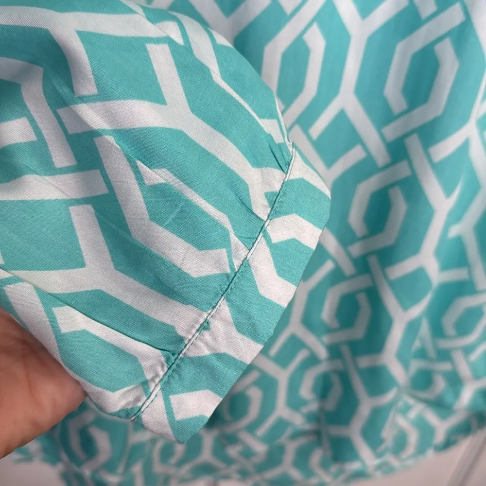 Escapade Women's Aqua Geometric Trellis Top Tunic Swim Cover NEW W1156 Sz L - Image 4