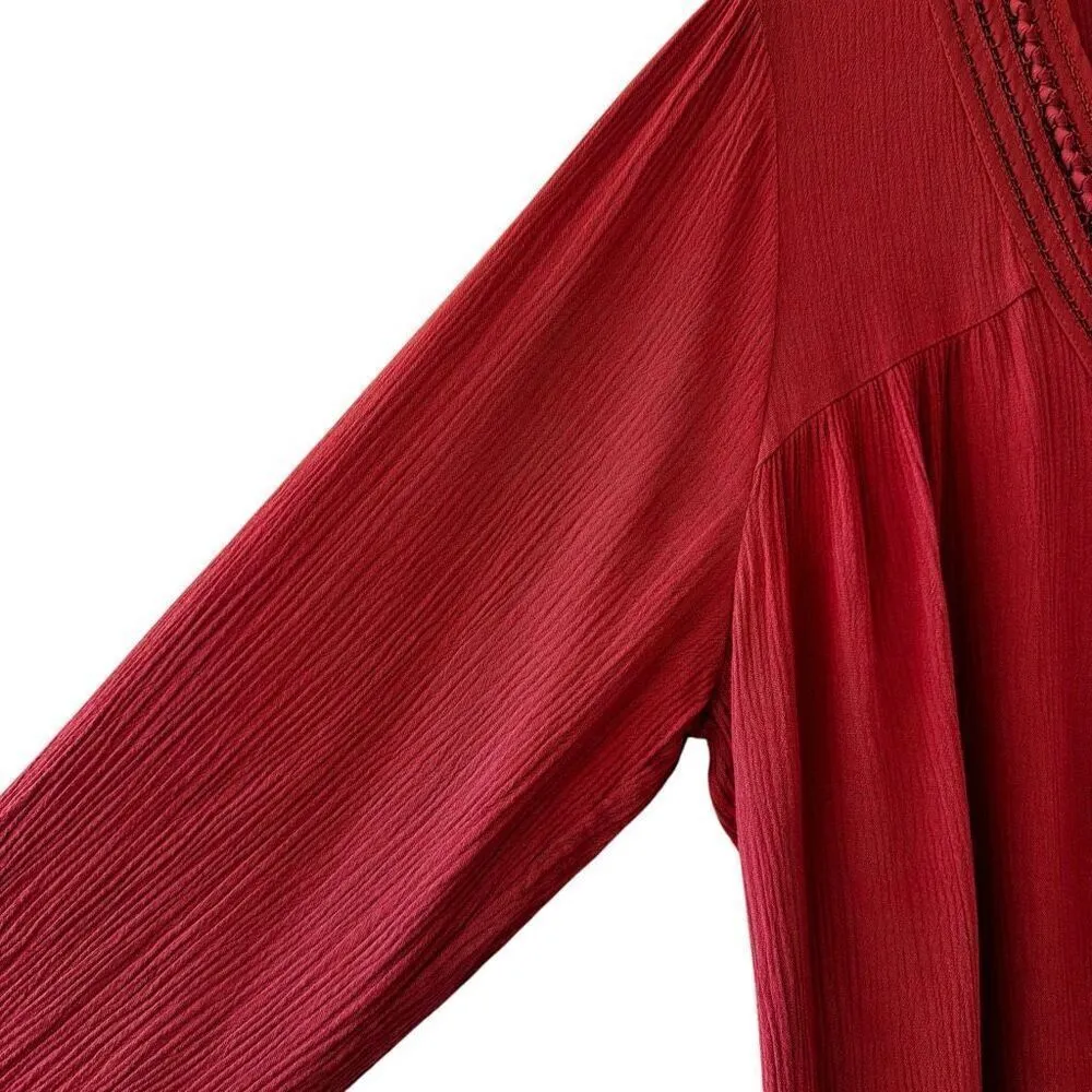 Anthropologie Daniel Rainn Rust Orange Long Sleeves V-Neck  Sz L #2383 - Image 5