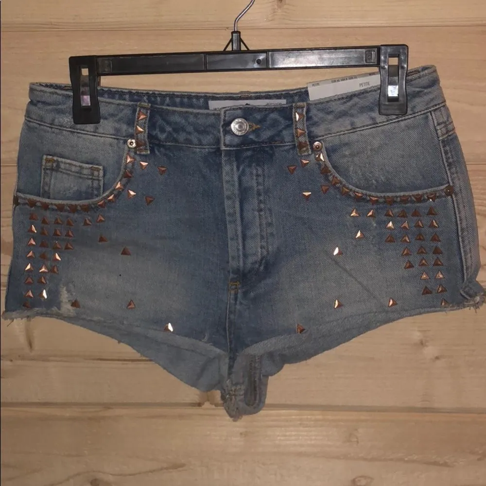 Topshop Hi-Waisted Moto Petite Jean Shorts‎ nwt - Image 3