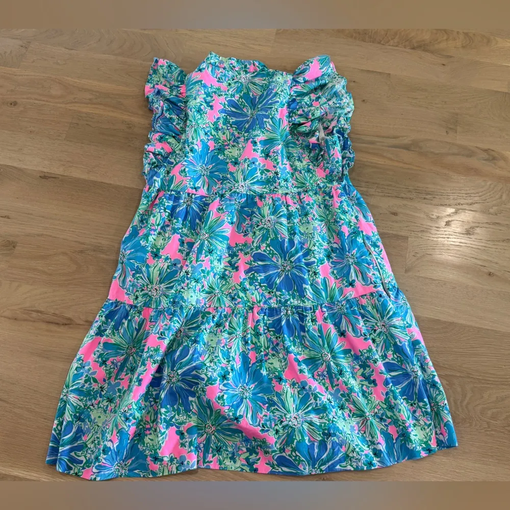 Lilly Pulitzer Aldena Ruffle Sleeve Cotton Dress Soleil Pink Good hare day small - Image 11