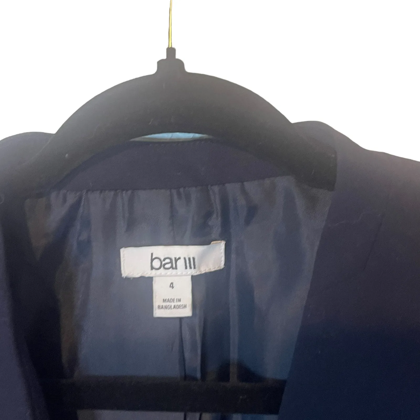 Bar III Size 4 Navy Blue Career Wear Office Viscose‎ Blend One Button Blazer - Image 4
