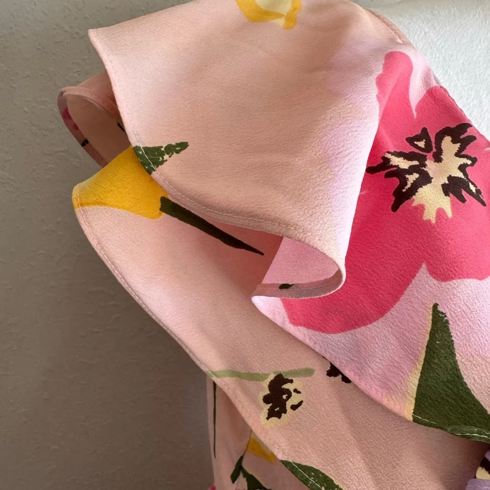 ASOS Pink Floral Midi Wrap Dress Womens 6 Coquette Girly Ruffles Romantic - Image 3