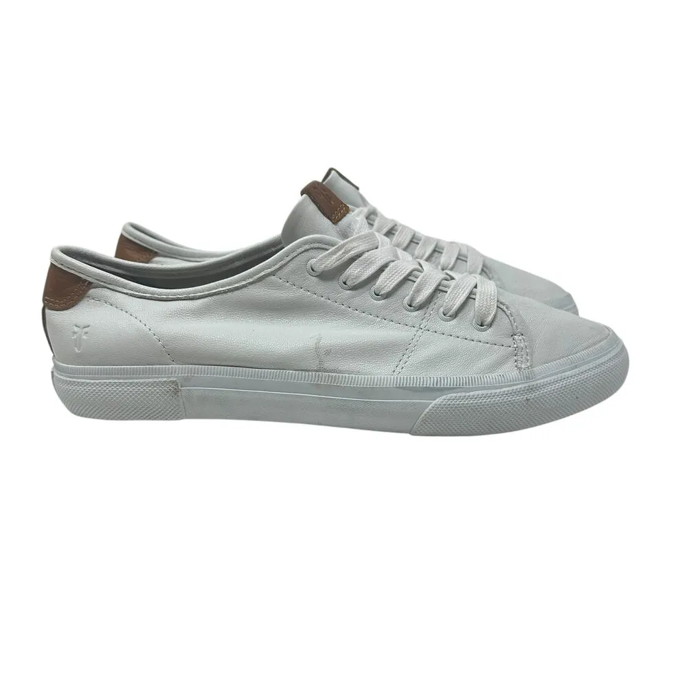 Frye Gia Low Top Lace-Up Leather Lifestyle Sneakers Shoes White Size‎ US 9 - Image 4