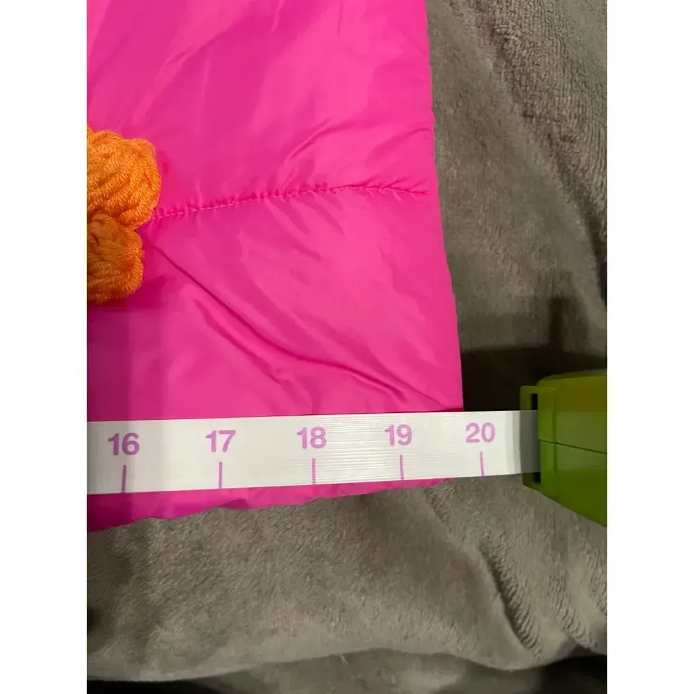 NWT Bright Pink Vest Puffer Cropped Croquet Knit Flowers Zip One Size‎ Preppy Size M - Image 8