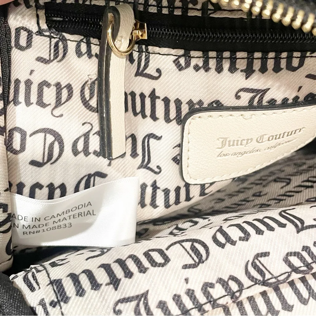 Juicy Couture Black Liquorice Velour Heritage Backpack Bag‎ With Heart Charm - Image 4