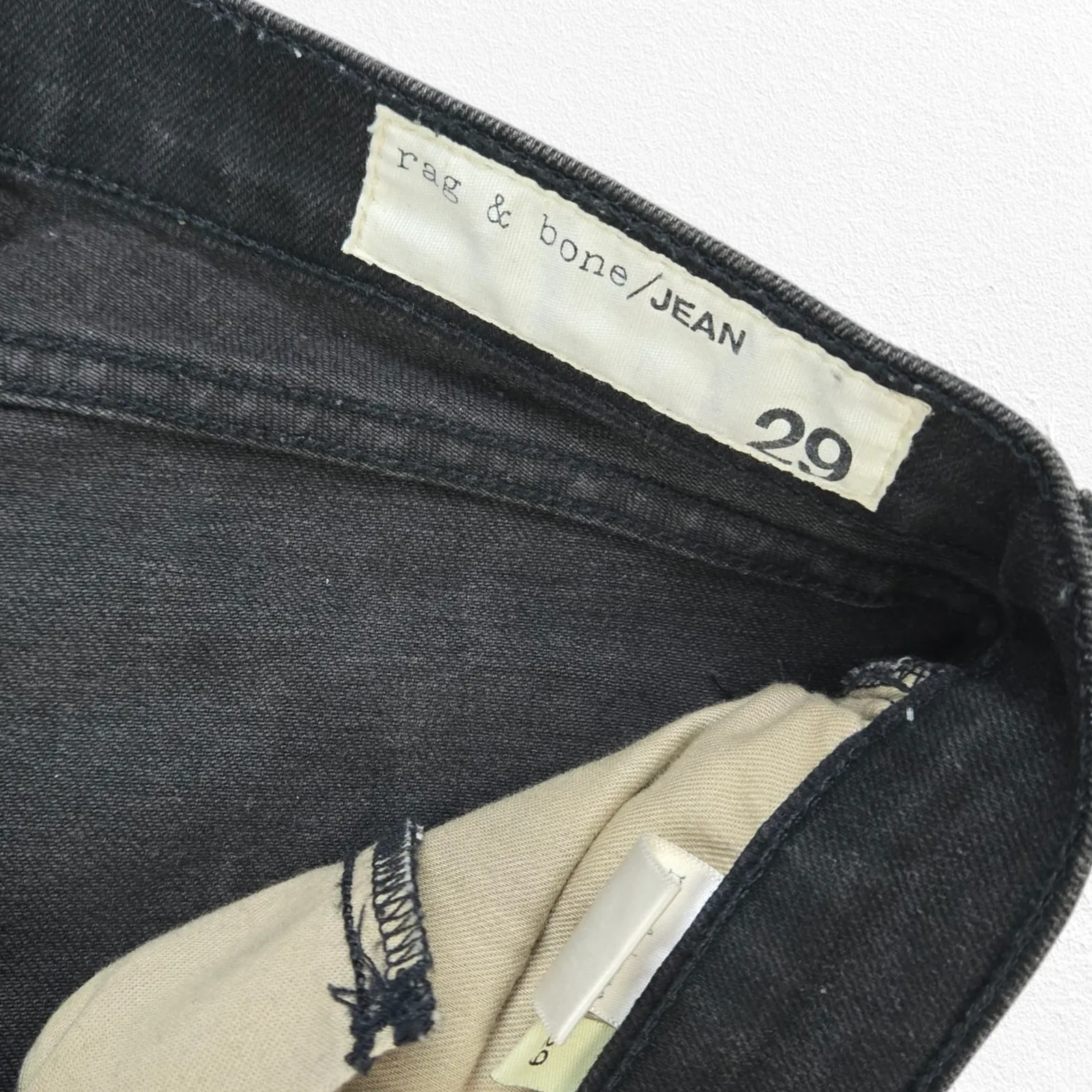 Rag & Bone Distressed Black Skinny Jeans Rock With Holes Mid Rise 29 USA Made - Image 3