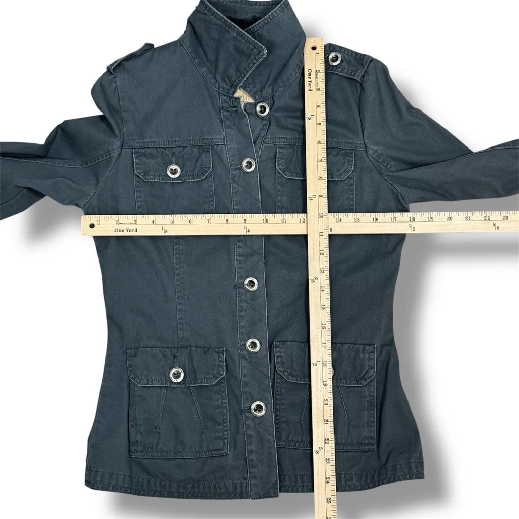 Billabong Button Up Utility Jacket Cotton Twill Grey Medium - Image 10