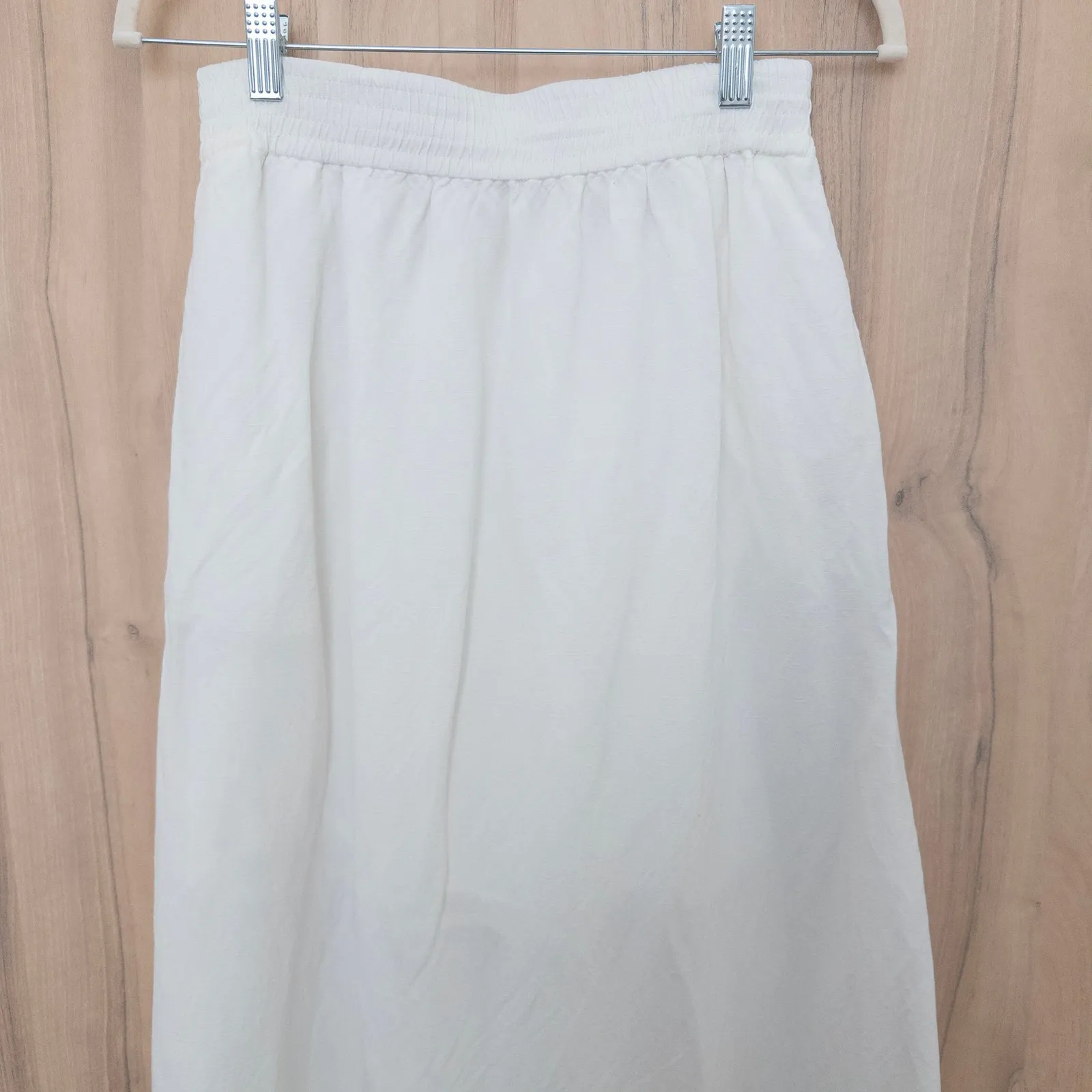 Madewell Linen Blend Maxi Skirt White Elastic Waist Gauze Slit XXS - Image 2