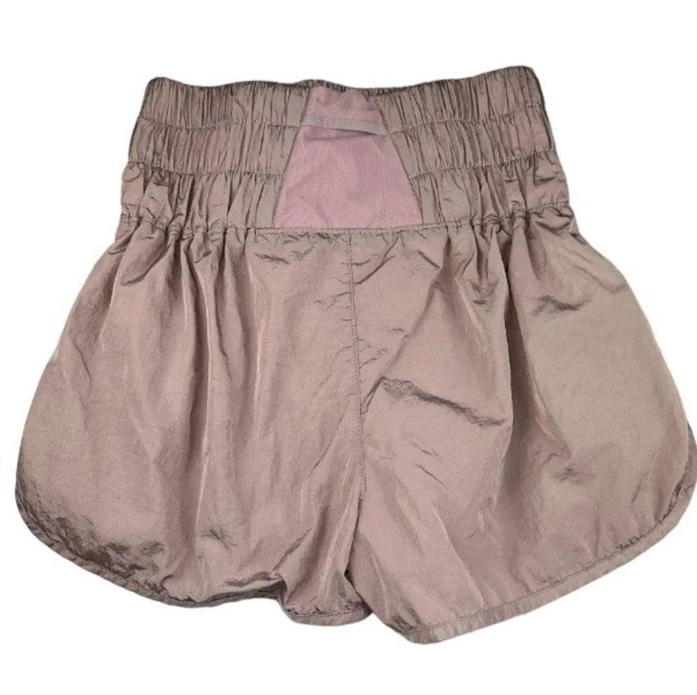 Free People Movement The Way Home Shorts Satin High Waist Lined Mauve Medium - Image 4