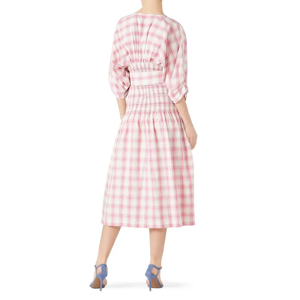 NICHOLAS Pink White Gingham Woven V - Image 3