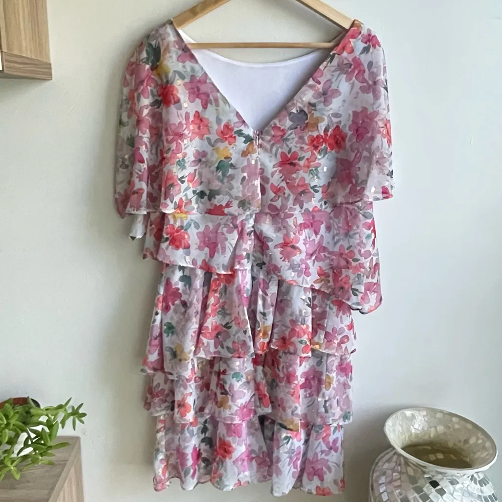 Jessica Howard Women's Floral Chiffon Tiered Cape Party Dress‎ Women’s size 10 - Image 9