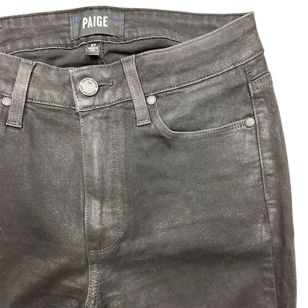 PAIGE Hoxton Ankle Women's Black Fog Luxe Coating Skinny Jeans Size 27 - Image 4