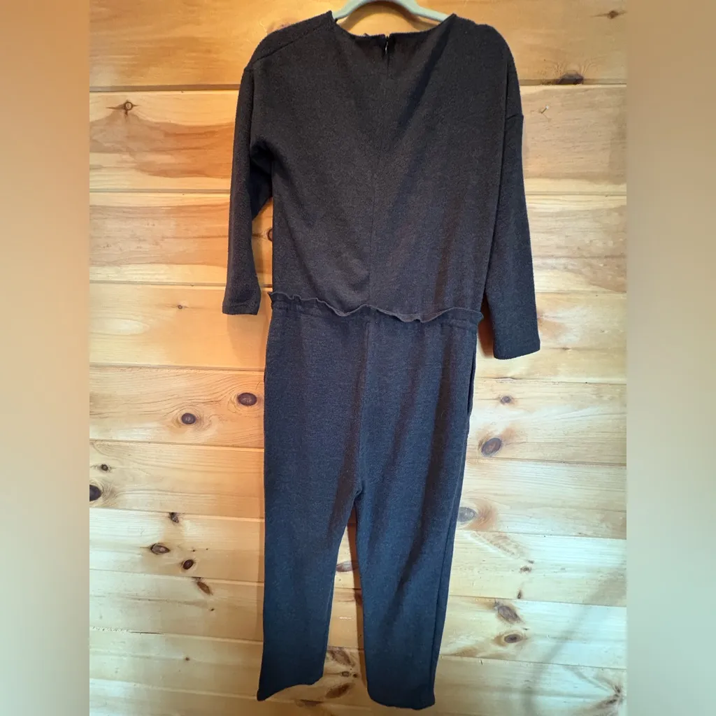 Zara Grey Warm Jumpsuit with Drawstring Waist & Pockets size Small - Image 4