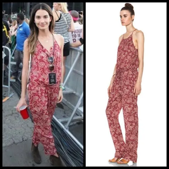 💕ISABEL MARANT💕 ETOILE Seth Jumpsuit Red Floral Print 38 Sleeveless Boho Chic - Image 2