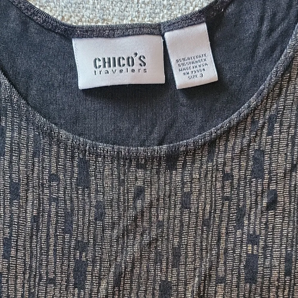 CHICOS  Black Shimmery Tank Top Size 3 - Image 6