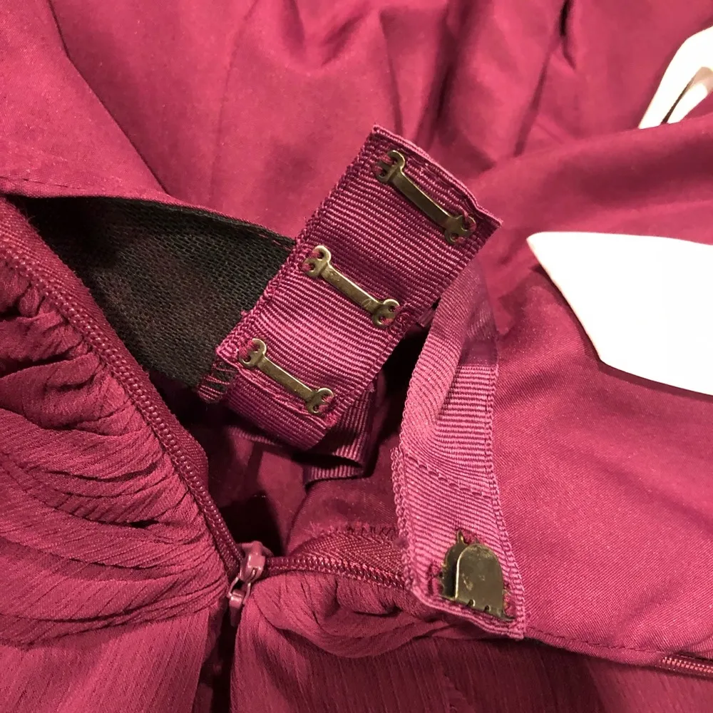 David’s Bridal Ruffle Pleated Spaghetti Strap Cocktail Bridesmaid Dress purple 2 - Image 5