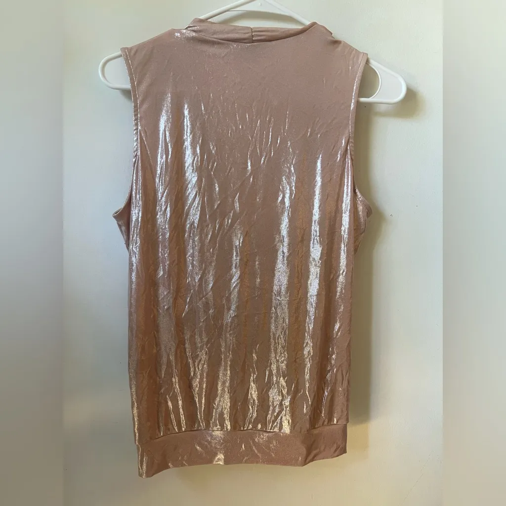 INC International Concepts Women’s Metallic Sleeveless Blouse Size M Gold Size M - Image 4