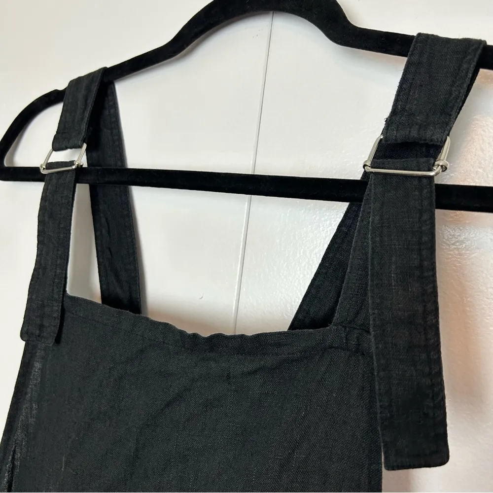 Lily Ashwell Linen Overalls Jumpsuit Slim Leg Black Size L - Image 4