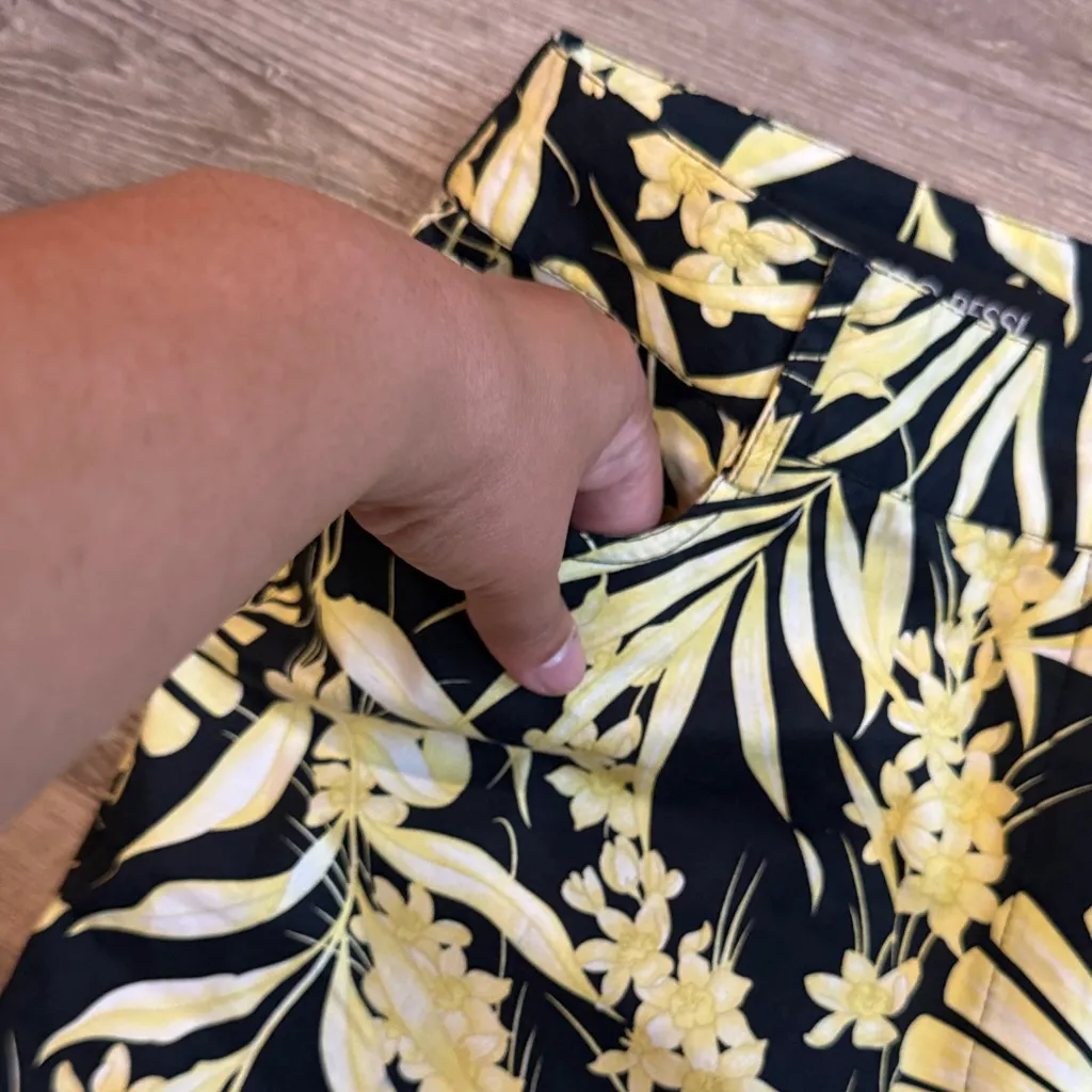 Averardo Bessi Floral Black and Yellow Pants Size 12 - Image 3