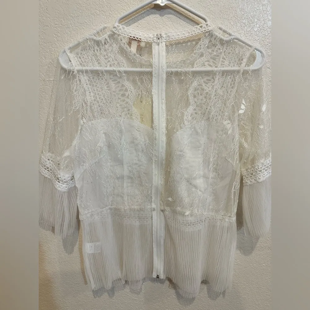 White Lace Blouse with Crochet Detailing - Image 7