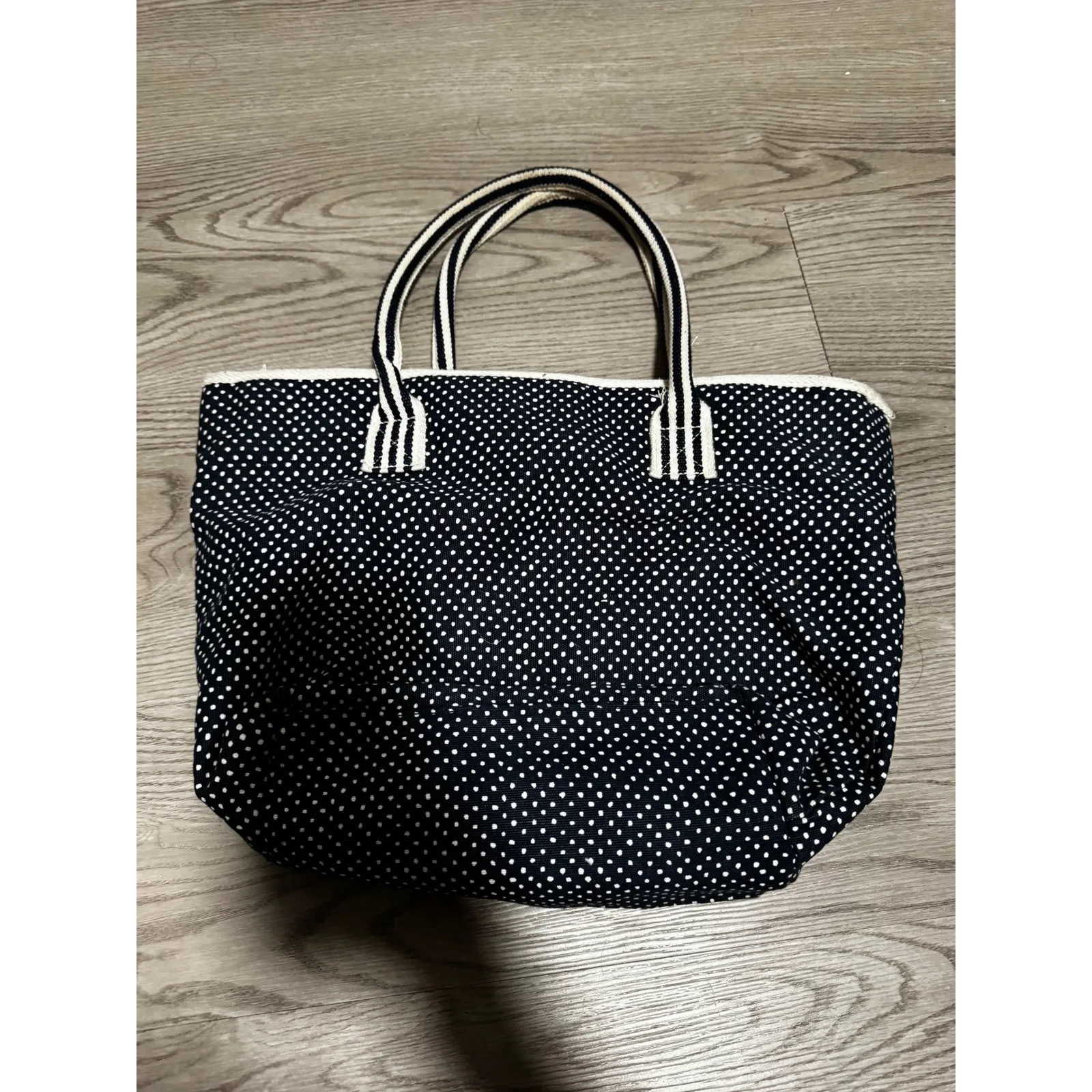 American Eagle Outfitters Navy White Polka Dot Tote Bag AE Signature Tote Travel - Image 3