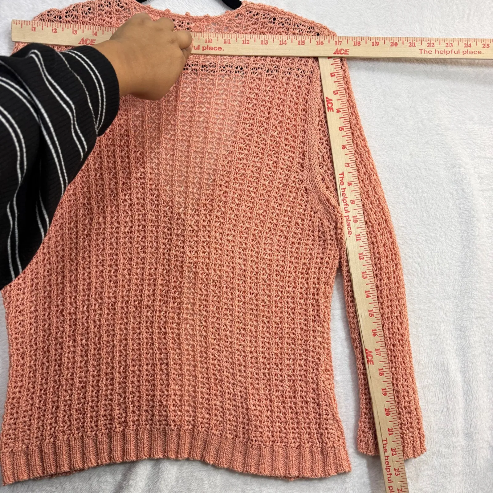 Vintage JPR L Peach Knit Cardigan Sweater Pearl Cottagecore Coquette Pastel Boho Pink Size L - Image 7