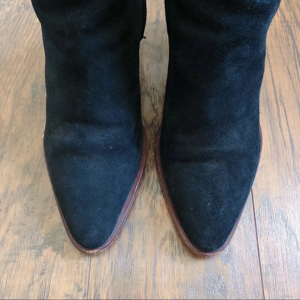 Sam Edelman • Blake suede bootie black leather heeled ankle boot pointed toe - Image 7