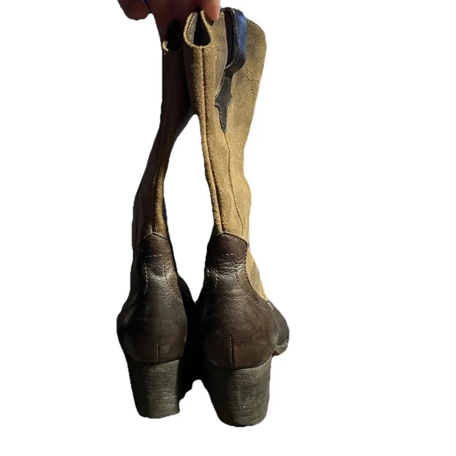 Born Sonoma Brown Leather & Suede Western Boho Festival Boots Size 6 - Image 3