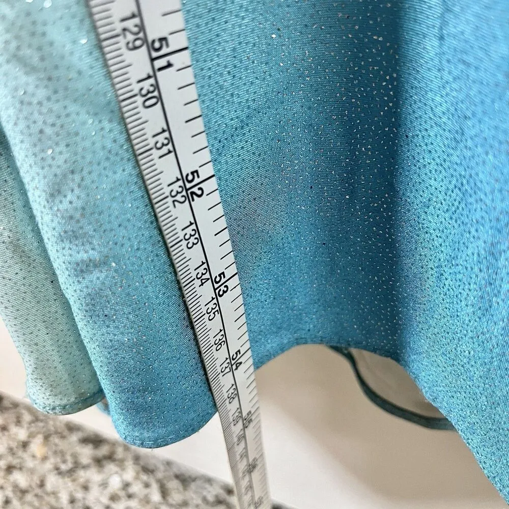 Vtg 90s Blue Glitter Gown Maxi Dress Party Prom Formal Blue 11/12 Made In USA Size M - Image 12