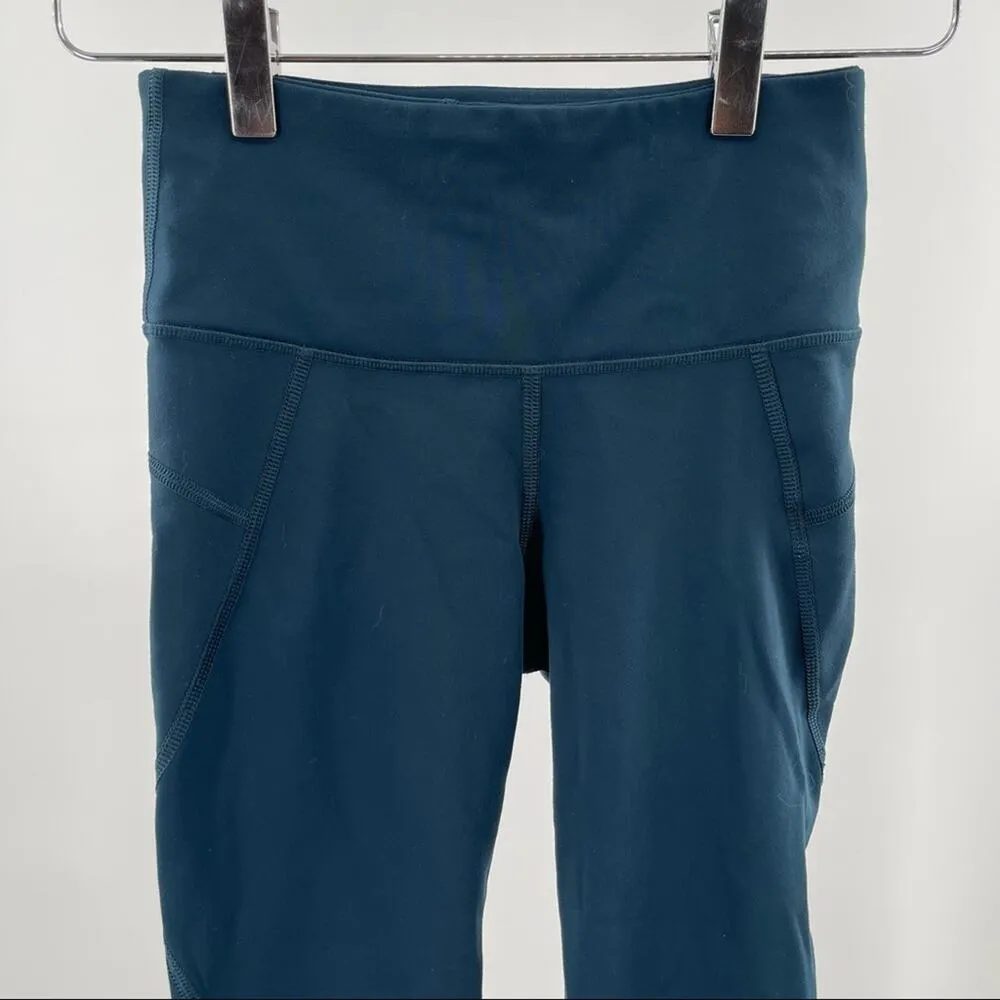 ATHLETA Teal Blue Green Stealth Capri Tight Legging Crop Athleisure Athletic XXS - Image 4