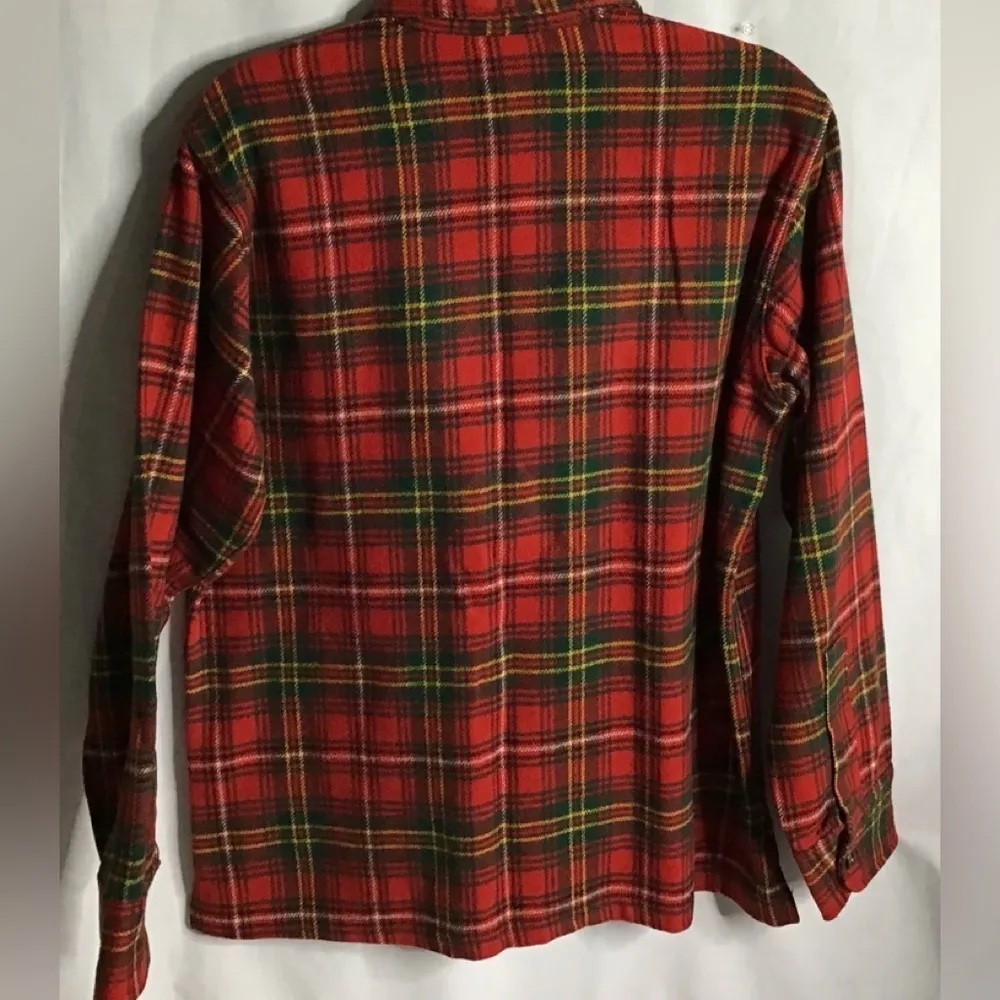 Women’s Wool Plaid Shirt‎ L Red Tartan Academia Grunge Cottagecore Vintage Size M - Image 2