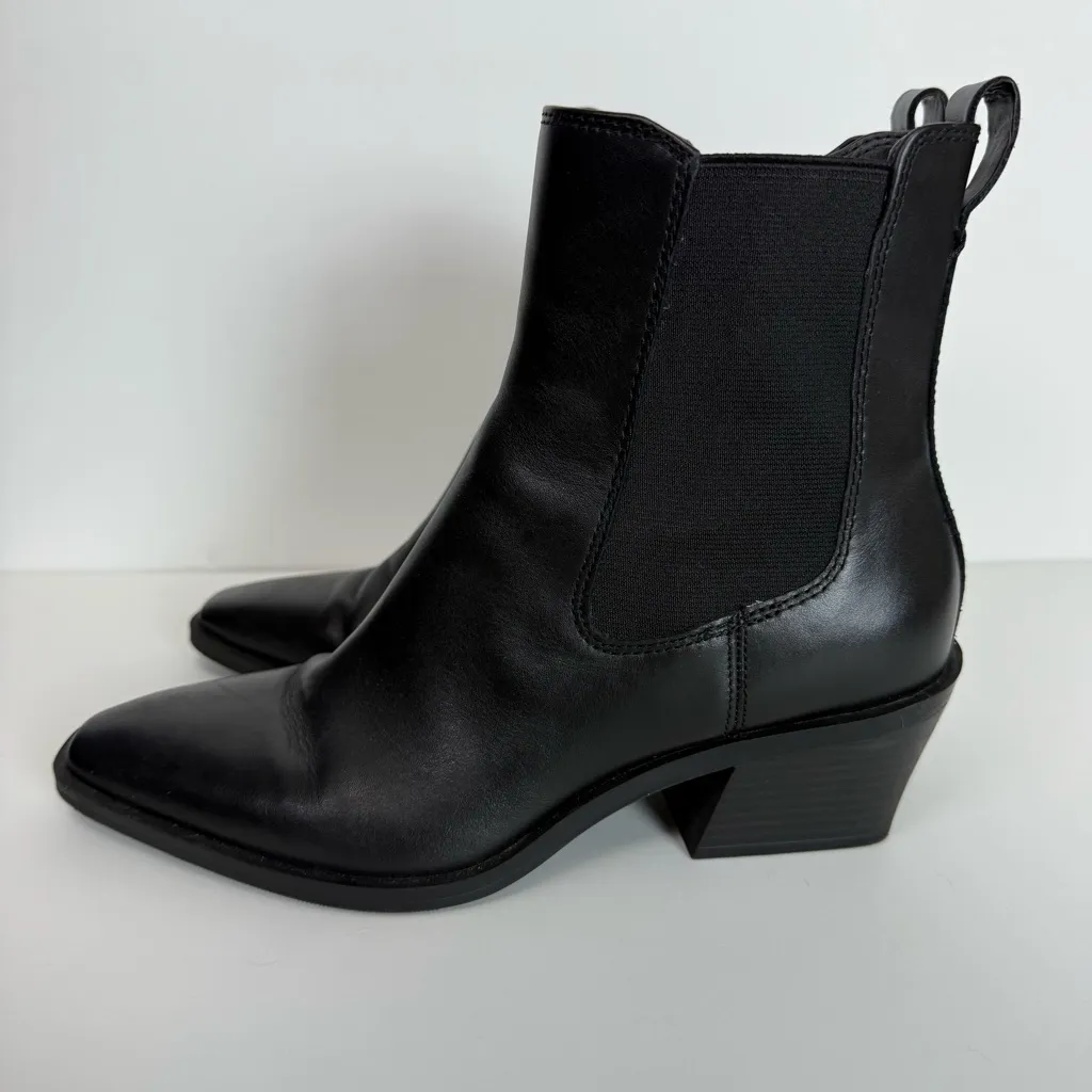 Open Edit Stylish Black Chelsea Ankle Boots Low Heel Women Size 9 - Image 6