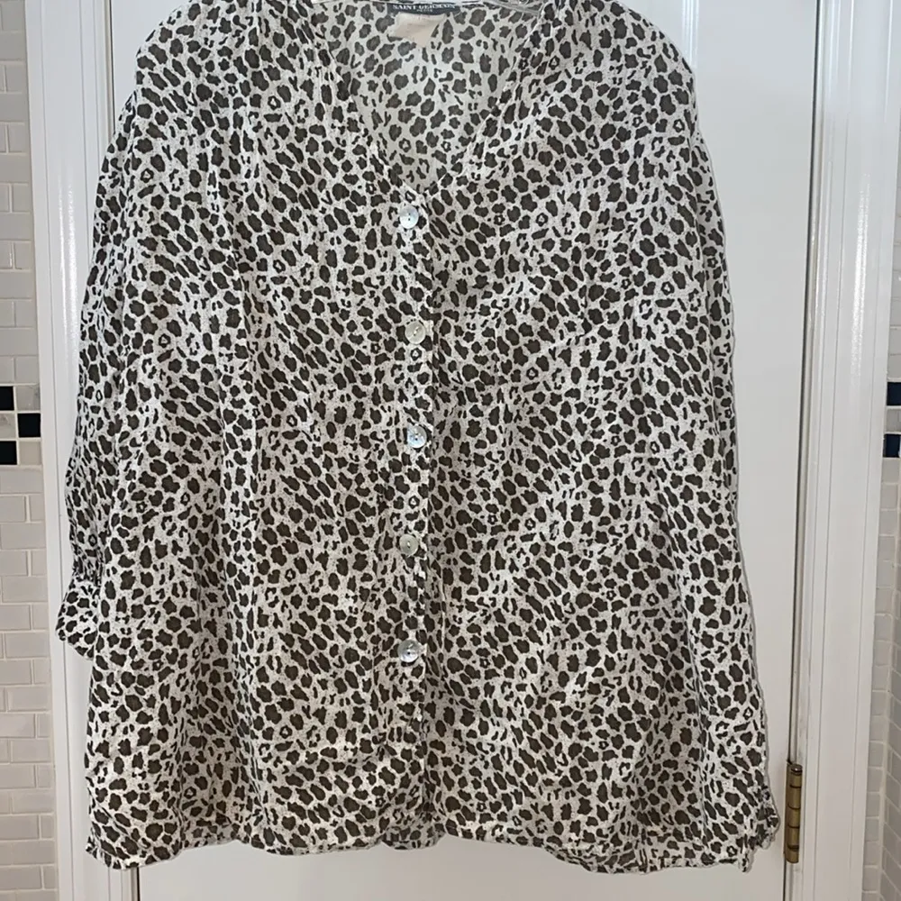 Saint Germain blouse and capri pant set. Brown/white 💯 cotton. Size PS. Brown - Image 2