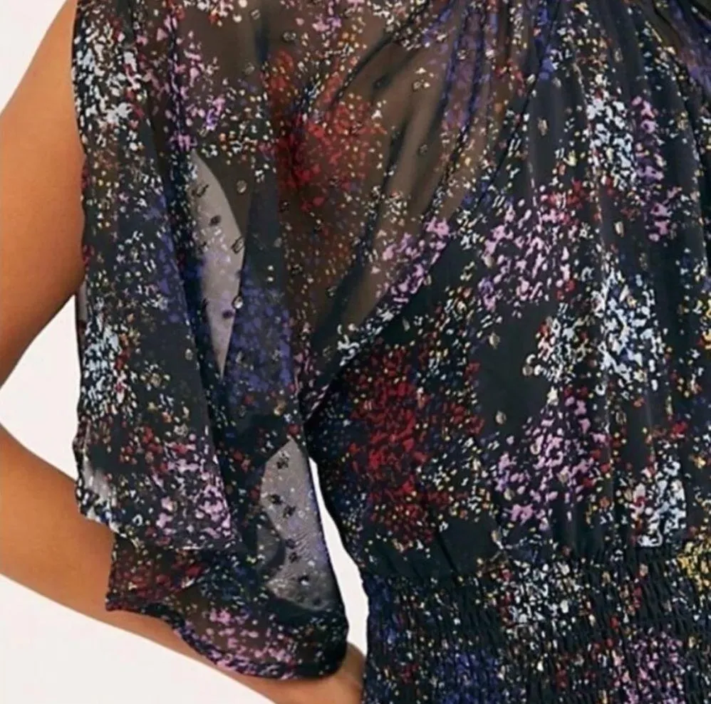 EUC Free People Anna Open Back Dress Black Floral Size Medium - Image 6