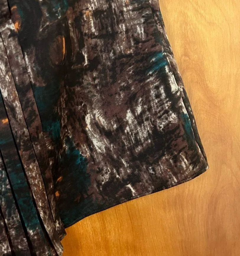 Talbots Sleeveless Top Brown Abstract Pleated Career NWOT Size Petite 8P - Image 6