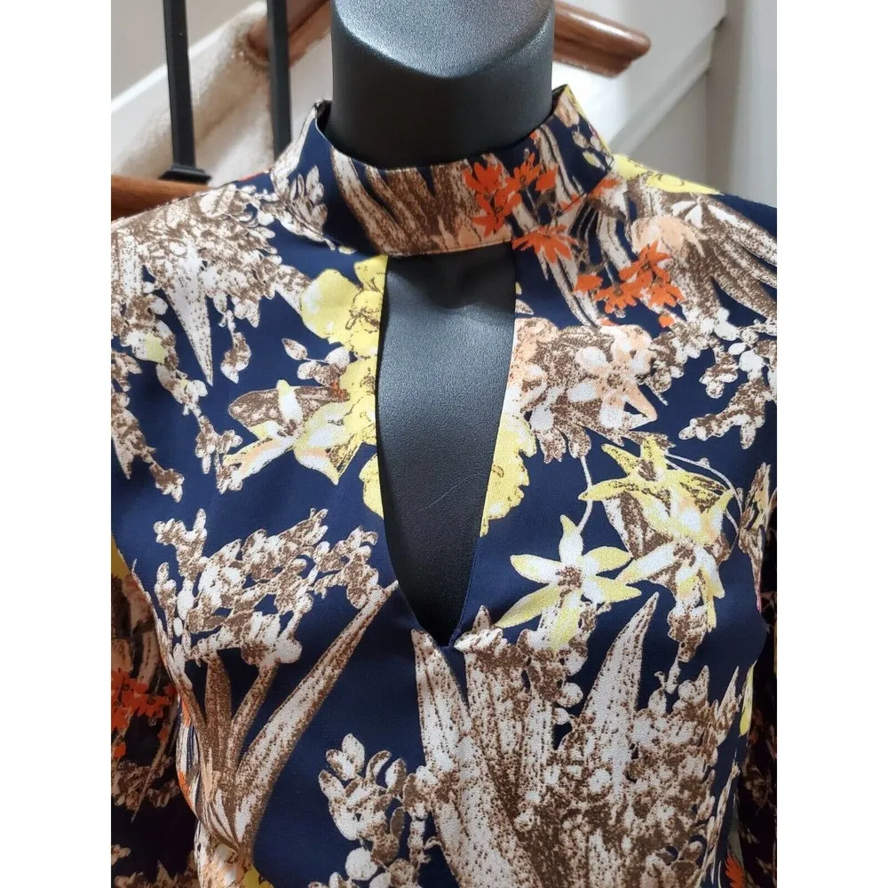 FOREVER 21 Women's Multicolor Floral Polyester Long Sleeve Back Zip Rompers S - Image 2