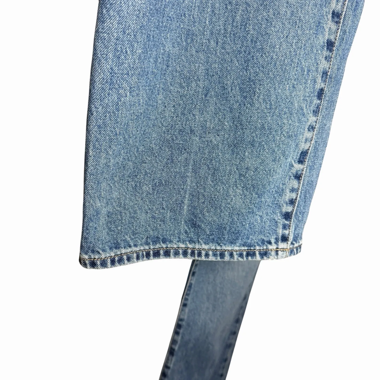 UNIQLO Womens 28 High Rise Wide Straight Leg Jeans Blue Kaihara Cotton Scandi - Image 7