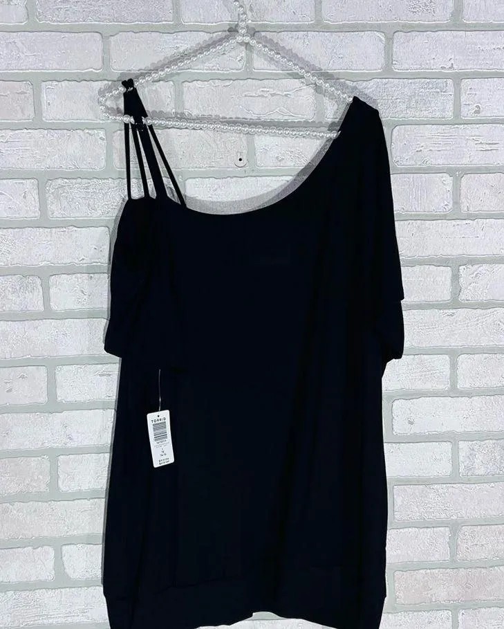 Torrid NWT Graphic Classic Fit Super Soft Off Shoulder Strappy Tee Size 1 - Image 8