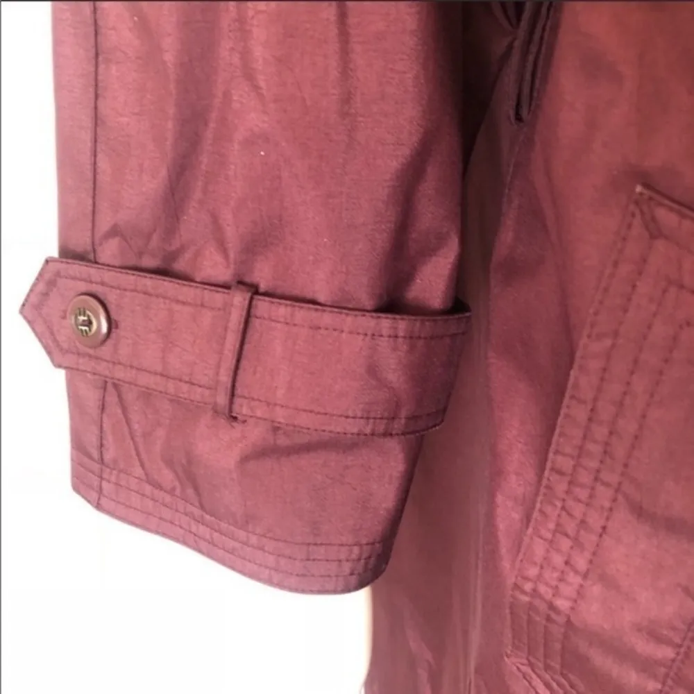 Jessica Simpson burgundy button long trench coat - Image 4