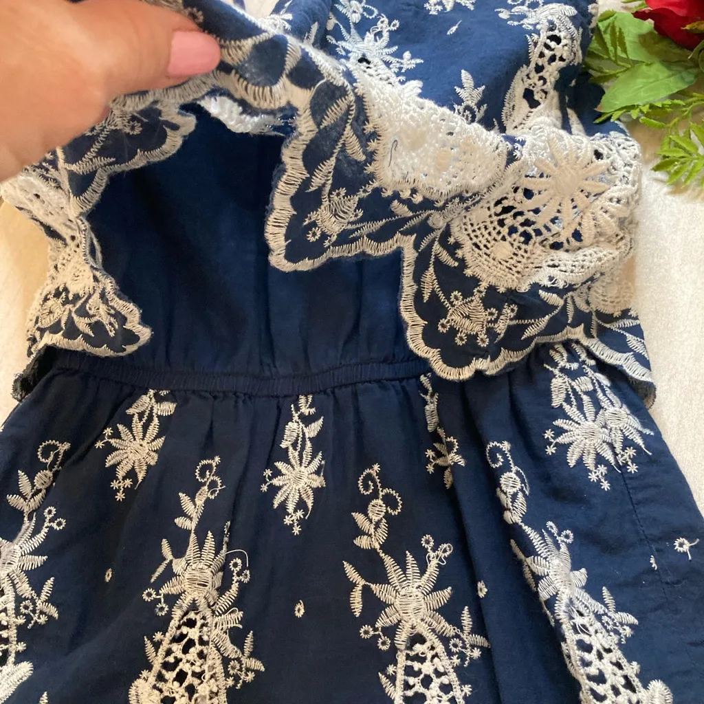 Romeo & Juliet Couture Navy Lace Romper | Size Small - Image 4