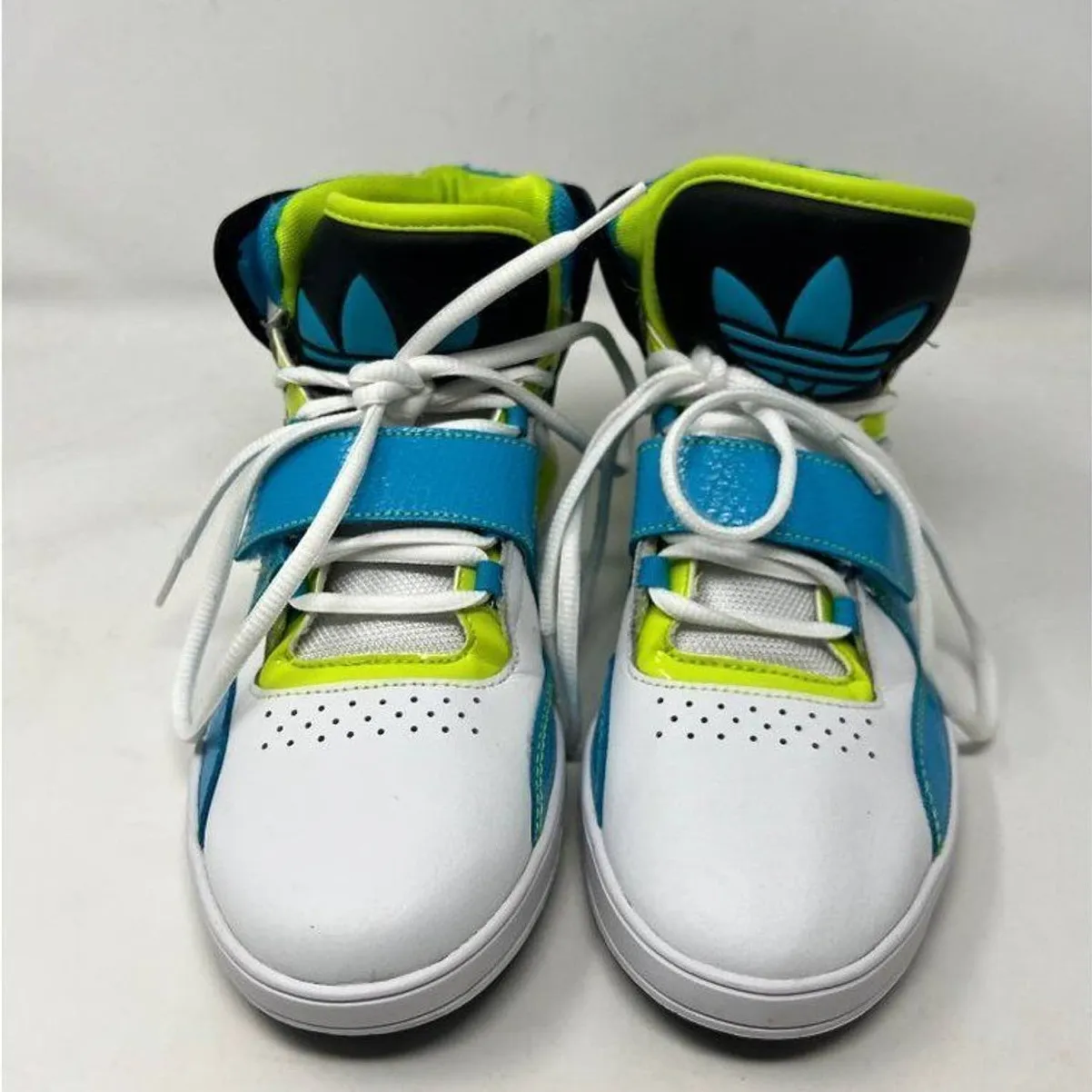 Adidas Roundhouse Sneakers Womens‎ Lime Green White Blue High Top Lace Up Size 8 - Image 3