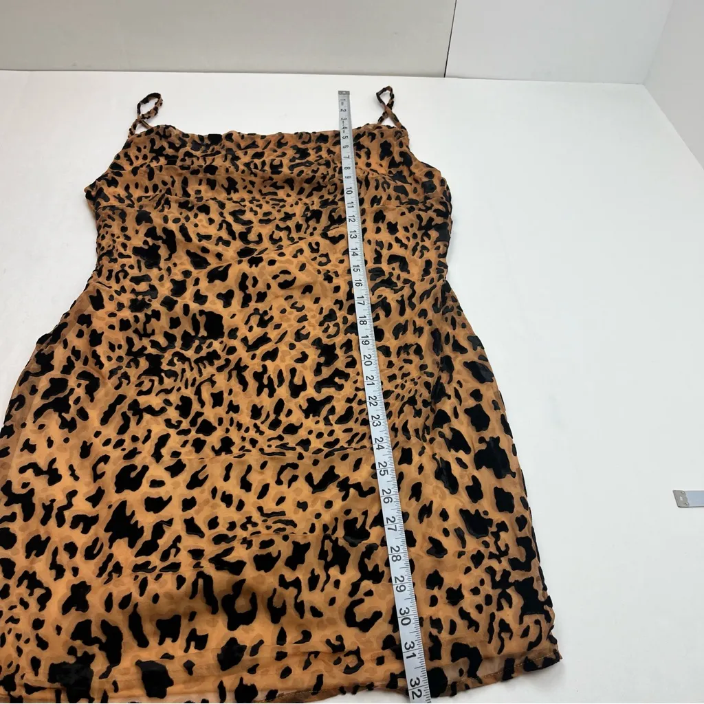 Lulus She's Feisty Leopard Print‎ Mini Dress Tan Black Womens SZ Large NEW - Image 9